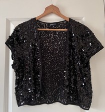 Ladies Black Beaded Shrug Size M