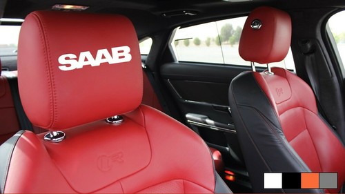 Saab text headrest leather - saab,