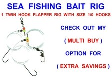 1 TWIN HOOK FLAPPER  RIG SIZE 1/0 HOOKS KAYAK BOAT SURF SEA FISHING RIGS LURES