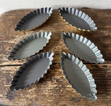 6 Vintage Miniature French Metal Tin Molds Tart Shells Candy Baking Soap Crafts