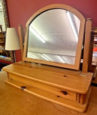 Pine Freestanding Dressing Table Mirror With Storage (3277)