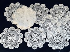 Job Lot Bundle 6 Vintage Crochet Doilies White  Cotton 18cm Wedding Tea Party