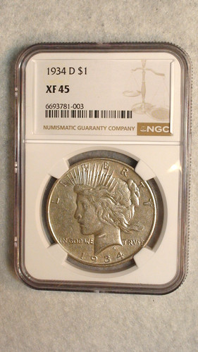 1934 peace dollar ngc xf45 - d,