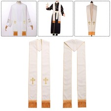 Stole with Golden Cross Embroidery Clergy Holy Stole Priest Stole 135 cm x 12cm_