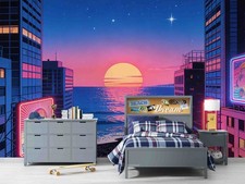 3D Future Sea Sunset City