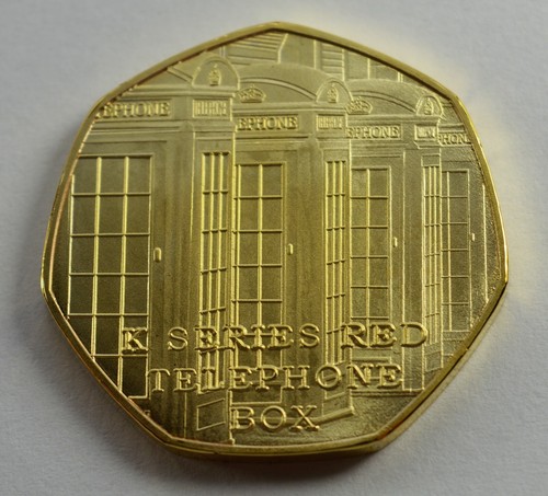 Red telephone box - box, gold