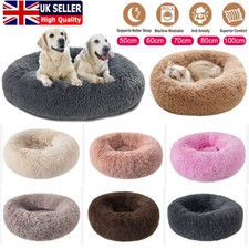 Extra Large Dog Cat Pet Calming Bed Comfy Fluffy Soft Dog Beds Round Soft Plush