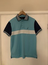 NAUTICA Deck Shirt Polo Blue Mens USA Medium Striped Boating Shirt NWT