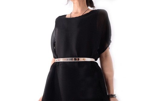 White elastic obi waist belt - white,