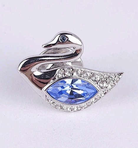 Vintage silvertone blue swan - vintage,