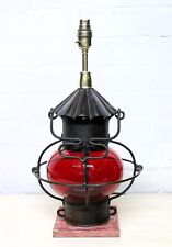 Table Lamp Ships Lamp Upcycled Nautical Boat Unique Converted Antiqued Brass Red