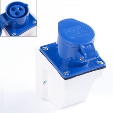 16Amp 240V Blue Industrial Site Plug, 3 Pin Wall Fix Inlet, IP44 Weatherproof