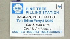 Matchbox label Shell Pine Tree filling station Baglan Port Talbot Wales MU018