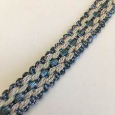 14mm Vintage Upholstery Braid Gimp Trim Edging, Blue Pink and Cream