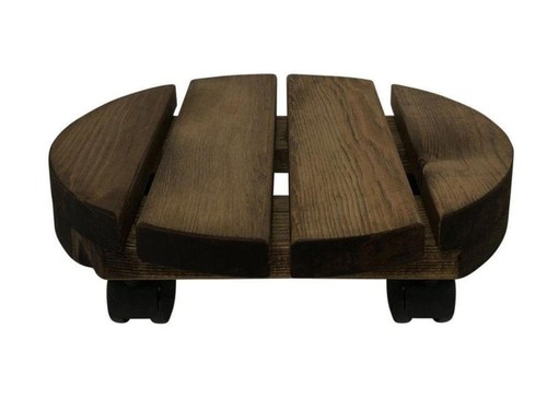 Round wooden pot caddy dark - caddy,