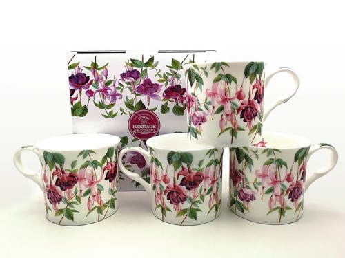 Fuchsia design china mugs set - china,