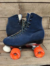 Dominion Vintage Blue Suede Roller Skates Quad Size 6/7