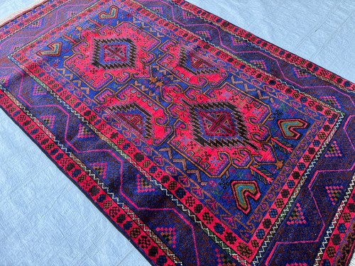 Blue hand knotted afghan - blue,