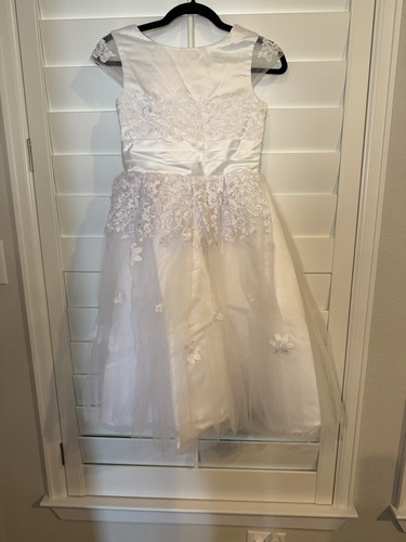 Girls white lace floral cap - white,