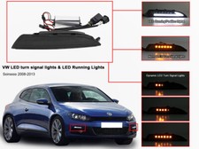LED DRL Lights w/ Dynamic Indicators for VW Scirocco 2008-14 Smoked Pair