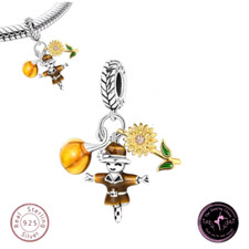 ❤ Autumn Scarecrow Pumpkin Charm Pendant Genuine S925 Stamped UK Delivery ❤