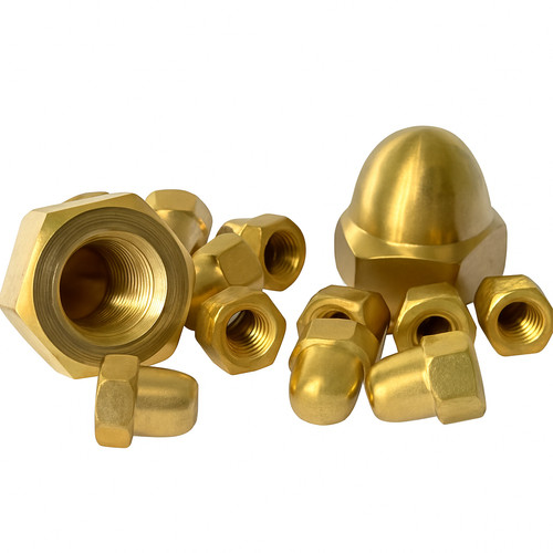 Solid brass hex dome nuts - solid,