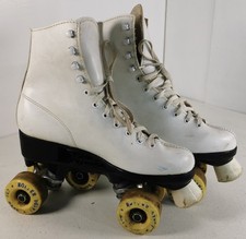 Vintage 80s Pacer Quadcruiser Roller Skates White UK 6 Retro Roller Derby Boots