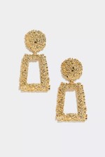 New! Debenhams textured door knocker style drop earrings, gold coloured, gift