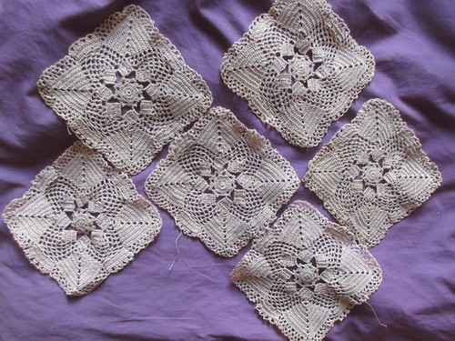 Ecru hand crochet mats - 6,