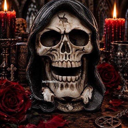 Gothic grim reaper skull head - grim,