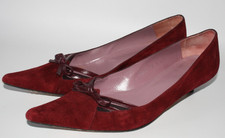 L.K. Bennett Maroon Suede Kitten Heel Court Shoes Size UK 7 EU 41