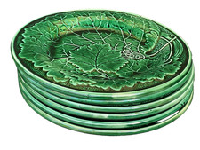 Wedgwood Majolica Green Plates. Unstamped vg condition 9"