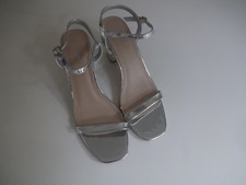 Glamorous Womens Sandals  Block Heel Ladies Silver Size 7