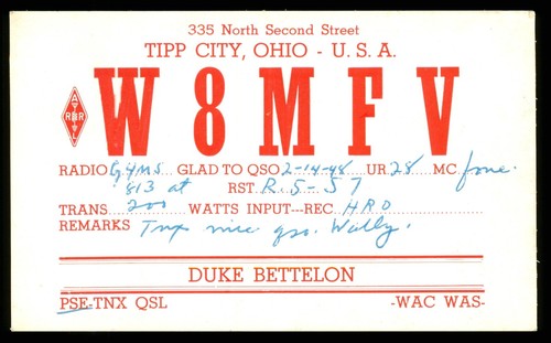 Qsl amateur radio usa w8mfv - amateur,