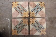 4 Antique Art Nouveau Deco 6x6 Tiles French Boch Freres Floor 1900-10 12" SET E