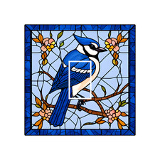 Cute Blue Jay Bird Stained