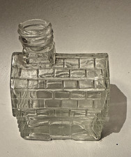 Vintage Clear Glass Inkwell? Small House Ink Bottle bricks small detailed