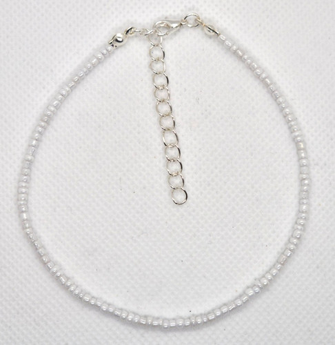 White lustre seed bead - bead, ankle