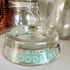Vintage Wills’s Woodbine Cigarettes Vintage Glass Ashtray Advertising Tobacco 