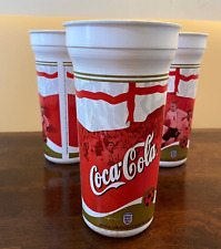 COCA COLA 2002 World Cup England Large Plastic Coke Cups x 3 Dixie Cups Plastic