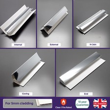 Bathroom Chrome 5mm Trims For Shower Wall Panels PVC Cladding 2.7m Long Fittings