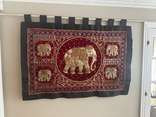 Embroidered elephant wall - embroidered,