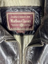Marlboro Classic Brown Leather Jacket XL | Vintage Genuine Leather | Excellent