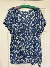 M&S Indigo Blue Floral Blouse