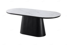 Bianca 200 cm Oval Dining Table - Black & White Sintered Stone