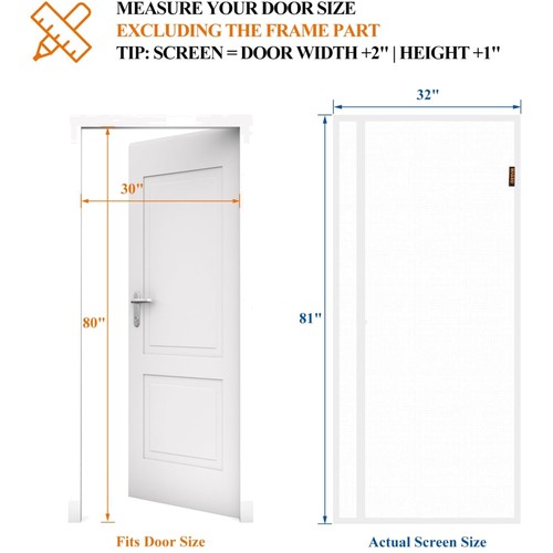 White magnetic screen door - magnetic, 30"