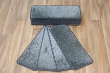 14 Carpet Stair Case Treads Majestic Grey 609 Saxony Large Pads  20cm x 50cm x14