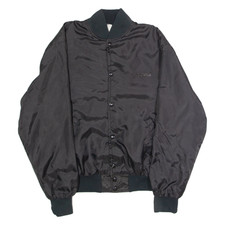 Vintage LEADER SPORTSWEAR Mens Bomber Jacket Black 80s L