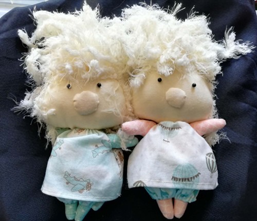 Two handmade rag dolls 15cm - handmade,