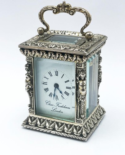 Sterling silver carriage clock - silver,